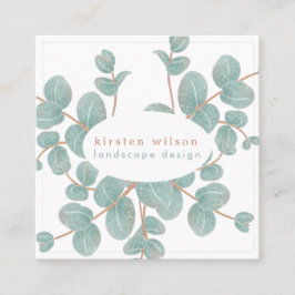 Elegante Silver Eucalyptus Branch - Personalisiert Quadratische Visitenkarte