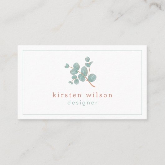 Elegante Silver Eucalyptus Branch - Personalisiert Visitenkarte (Vorderseite)