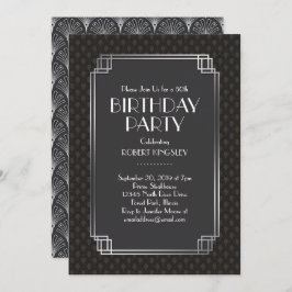 Elegante Silver Fans Art Deco Einladung