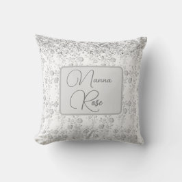 Elegante Silver Floral Glittery Personalisiert Kissen