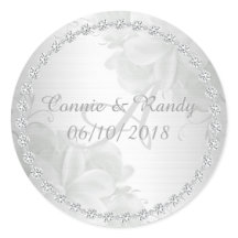 Elegante Silver Floral und Diamond Monogram Weddin