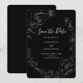 Elegante Silver Floral Wedding Save The Date (Vorne/Hinten)