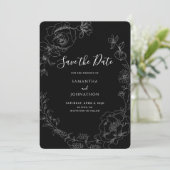 Elegante Silver Floral Wedding Save The Date (Stehend Vorderseite)