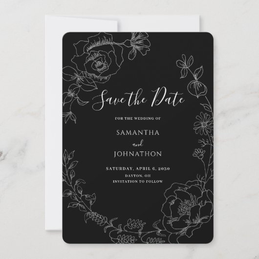Elegante Silver Floral Wedding Save The Date (Vorderseite)