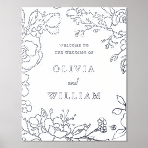 Elegante Silver Floral Wedding Zeremonie Willkomme Foliendrucke