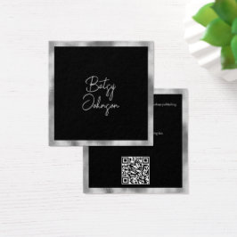 Elegante Silver Foil and Black Business Card