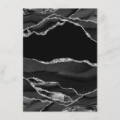 Elegante Silver Foil Black Agate Hochzeitsempfang Begleitkarte (Rückseite)