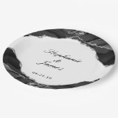 Elegante Silver Foil Black Agate Wedding Pappteller (Schrägansicht)