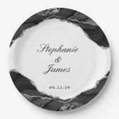 Elegante Silver Foil Black Agate Wedding Pappteller (Vorderseite)