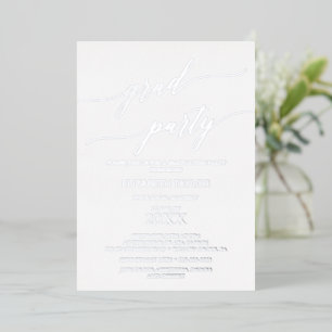 Elegante Silver Foil Calligraphy Graduation Party Folieneinladung