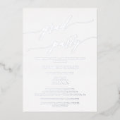 Elegante Silver Foil Calligraphy Graduation Party Folieneinladung (Vorderseite)