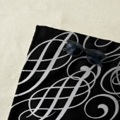 Elegante Silver Foil Look Filigree Scrollwork Schw Strandtuch (Beispiel)