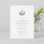 Elegante Silver Foil Maple Leaf Hochzeit im Herbst Folieneinladung (Stehend vorne)