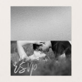 Elegante Silver Foil Script Double Foto RSVP Card Visitenkarten (Außenseite Aufgefaltet)