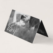 Elegante Silver Foil Script Double Foto RSVP Card Visitenkarten (Vorderseite)