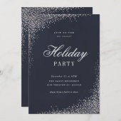 Elegante Silver Foil Script Holiday Party Einladung (Vorne/Hinten)