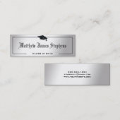 Elegante Silver Formal Graduation Cap Name Card Telefonnummerkarte (Vorne/Hinten)