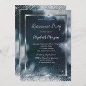 Elegante Silver Frame Confetti Night Sky Retiremen Einladung (Vorne/Hinten)