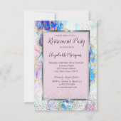 Elegante Silver Frame Confetti Opal Retirement Einladung (Vorderseite)