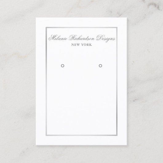 Elegante Silver Frame Earring Display Card Visitenkarte (Vorderseite)
