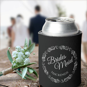 Elegante Silver Frills auf Black Bridesmaid Weddin Dosenkühler