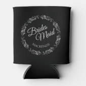 Elegante Silver Frills auf Black Bridesmaid Weddin Dosenkühler (Vorderseite)