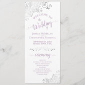 Elegante Silver Frills & Lavender auf White Weddin Programm (Vorderseite)