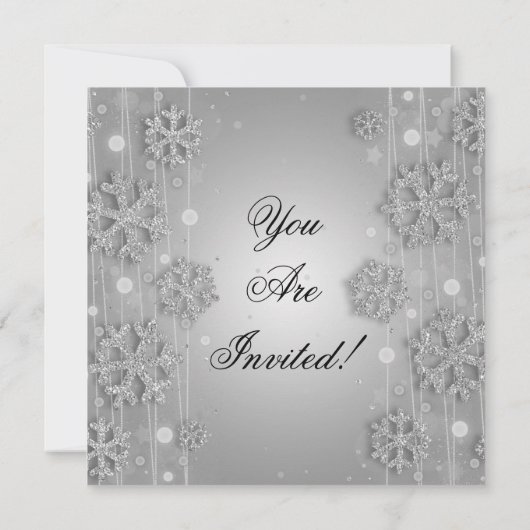 Elegante Silver Glam Weihnachtsfeier Einladung (Rückseite)