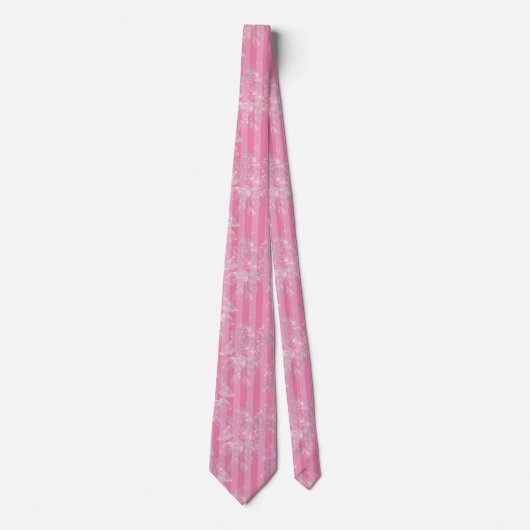 Elegante Silver Glitzer Blume Rosa Stripmuster Krawatte (Vorderseite)