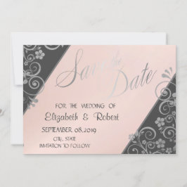 Elegante Silver Glitzer Blume Save the Date