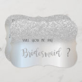 Elegante Silver Glitzer Bokeh Bridesmaid Card Einladung (Vorne/Hinten)