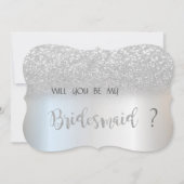 Elegante Silver Glitzer Bokeh Bridesmaid Card Einladung (Vorderseite)