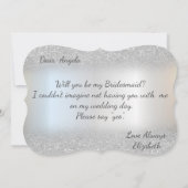 Elegante Silver Glitzer Bokeh Bridesmaid Card Einladung (Rückseite)