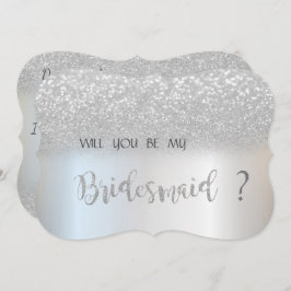 Elegante Silver Glitzer Bokeh Bridesmaid Card Einladung