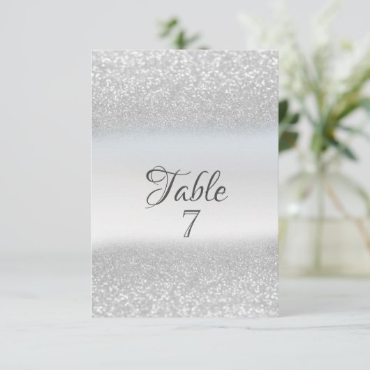 Elegante Silver Glitzer Bokeh-Tischkarte Einladung (Stehend Vorderseite)