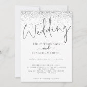 Elegante Silver Glitzer Border Script Wedding Einladung (Vorderseite)