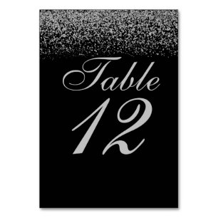 Elegante Silver Glitzer Confetti Wedding Table Car Tischnummer