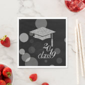 Elegante Silver Glitzer Graduation Cap, Klasse 201 Serviette (Beispiel)