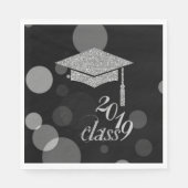 Elegante Silver Glitzer Graduation Cap, Klasse 201 Serviette (Vorderseite)