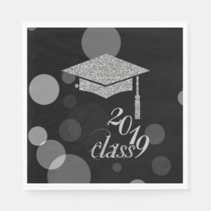 Elegante Silver Glitzer Graduation Cap, Klasse 201 Serviette