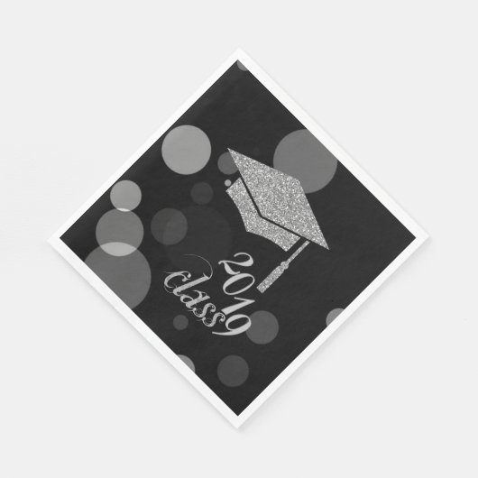 Elegante Silver Glitzer Graduation Cap, Klasse 201 Serviette (Ecke)