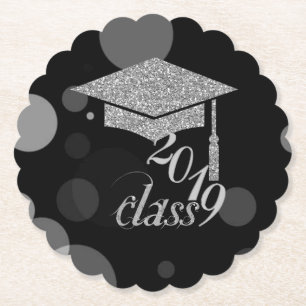 Elegante Silver Glitzer Graduation Cap, Klasse 201 Untersetzer