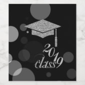 Elegante Silver Glitzer Graduation Cap, Klasse 201 Weinetikett (Einzelnes Label)