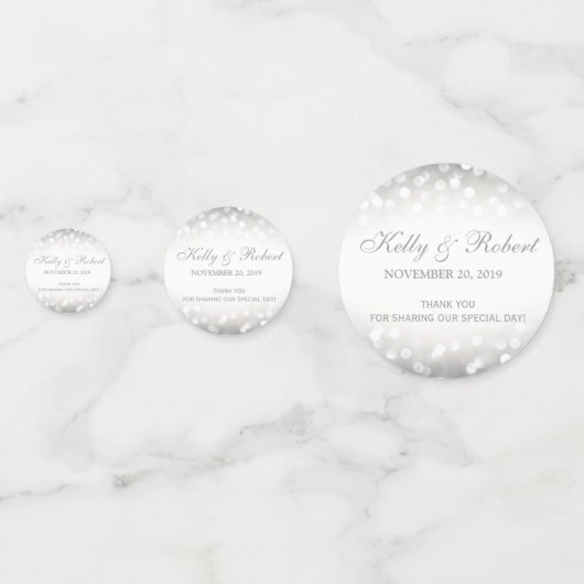 Elegante Silver Glitzer Lights Konfetti (Vorderseiten)