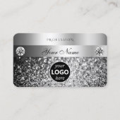 Elegante Silver Glitzer Sparkle Jewels Logo-Qualit Visitenkarte (Vorderseite)