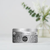 Elegante Silver Glitzer Sparkle Jewels Logo-Qualit Visitenkarte (Stehend Vorderseite)