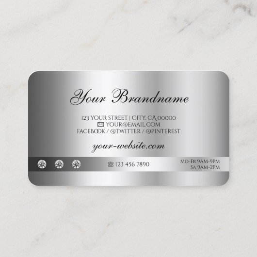 Elegante Silver Glitzer Sparkle Jewels Logo-Qualit Visitenkarte (Rückseite)