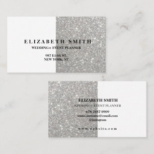 Elegante Silver Glitzer Texture Business Card Visitenkarte