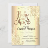 Elegante Silver Glitzer Tropfen Rose Gold Einladung (Vorderseite)