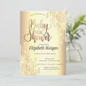 Elegante Silver Glitzer Tropfen Rose Gold Einladung (Stehend Vorderseite)